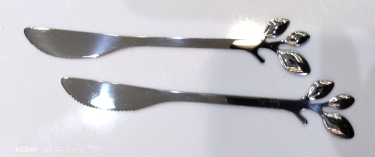 کارد کره خوری استیل نقره ای فانتزی طرح برگ